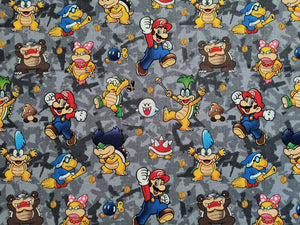 Nintendo Mario and Villains Fabric - 1/2 Meter - Cotton Fabric