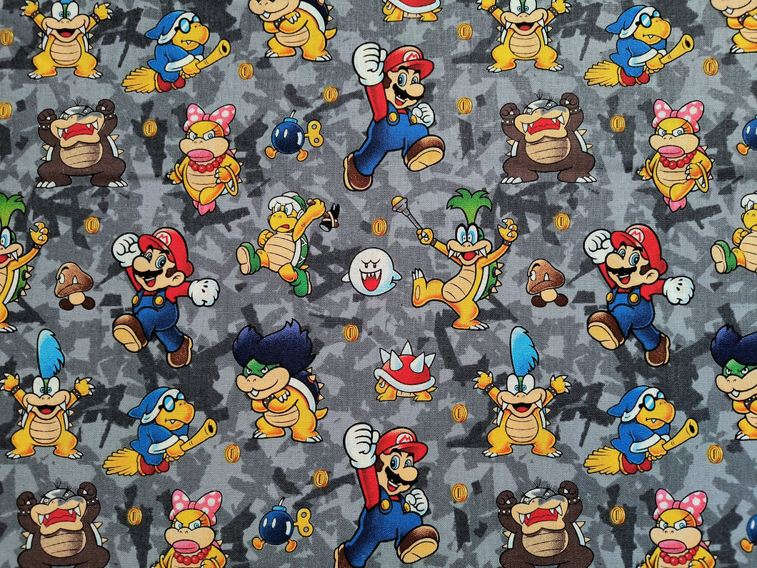 Nintendo Mario and Villains Fabric - 1/2 Meter - Cotton Fabric