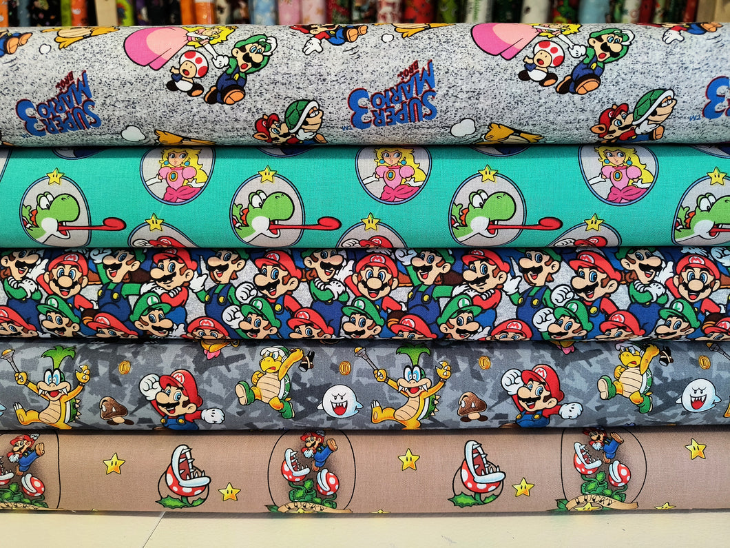 Nintendo Super Mario 5 PCS Fat Quarter Bundle - Cotton Fabric