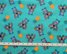 Load image into Gallery viewer, Stitch Pineapple - Aqua Fabric - 1/2 Meter - Cotton Fabric
