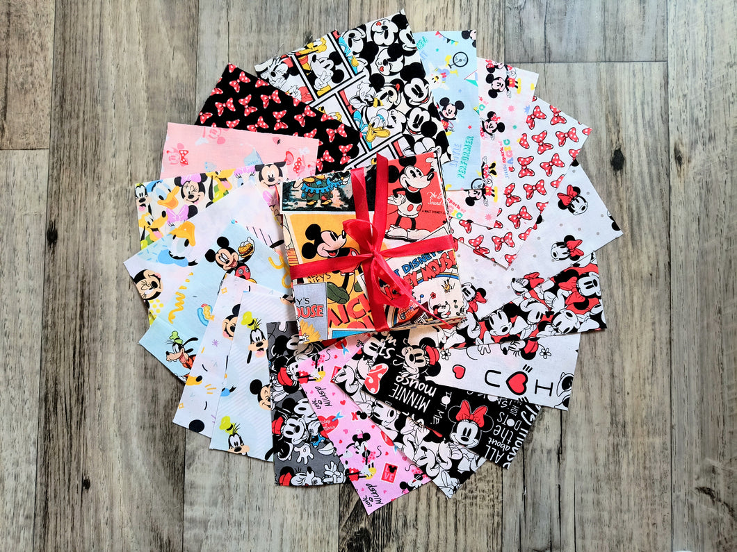 Mickey Mouse #1 - 5” Squares - 20pcs - Cotton Fabric