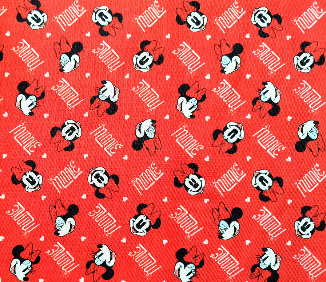 Minnie Tossed Face - Red Fabric - 1/2 Meter - Cotton Fabric