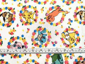 Pokemon 21306 White - Robert Kaufman - 1/2 Meter - Cotton Fabric