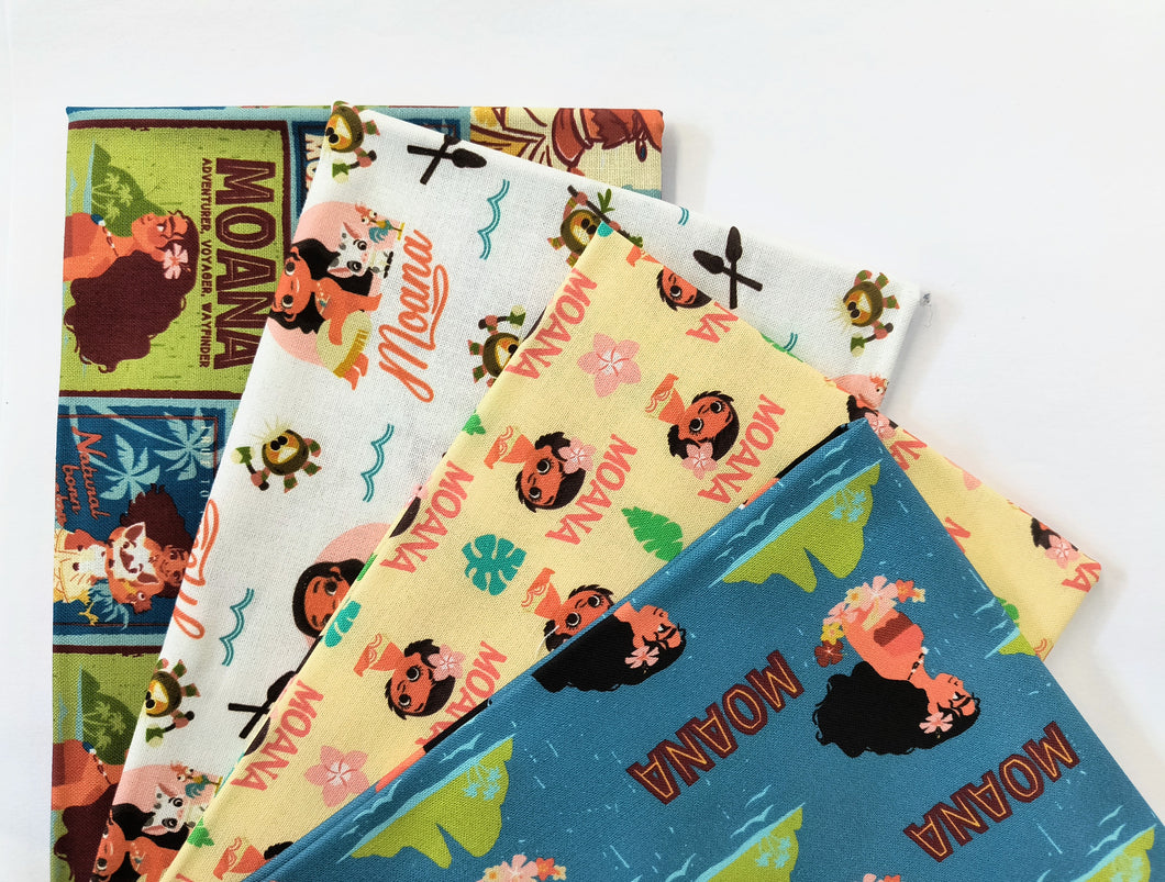Moana 4 PCS Fat Quarter Bundle - Cotton Fabric