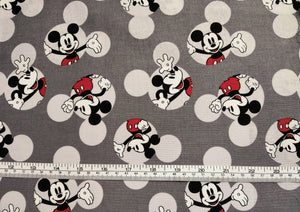 Mickey Head Toss - Gray Fabric - 1/2 Meter - Cotton Fabric (Copy)