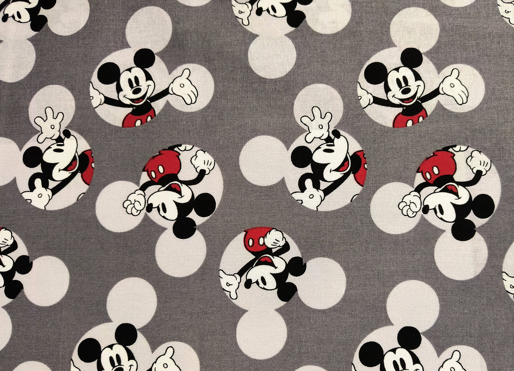 Mickey Head Toss - Gray Fabric - 1/2 Meter - Cotton Fabric (Copy)