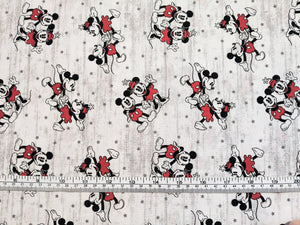 Mickey and Minnie Starlight - White/Grey Fabric - 1/2 Meter - Cotton Fabric