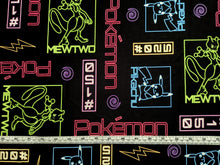 Charger l'image dans la galerie, Pokemon Neon Lights 23123-2 Black - Robert Kaufman - 1/2 Meter - Cotton Fabric
