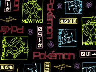 Pokemon Neon Lights 23123-2 Black - Robert Kaufman - 1/2 Meter - Cotton Fabric