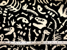 Load image into Gallery viewer, Dino Bones - Timeless Treasures - Black Fabric - 1/2 Meter - Cotton Fabric
