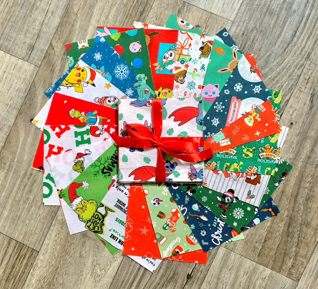Christmas Characters #2 - 5” Squares - 20pcs - Cotton Fabric