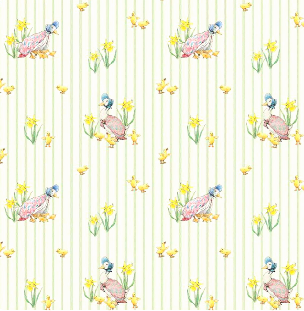 Peter Rabbit and Friends - Duck Stripe - Cream Fabric - 1/2 Meter - Cotton Fabric