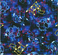 Pokemon Neon Lights 23124-69 Midnight - Robert Kaufman - 1/2 Meter - Cotton Fabric