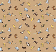 Winnie The Pooh Characters C17003 - Brown Fabric - 1/2 Meter - Cotton Fabric