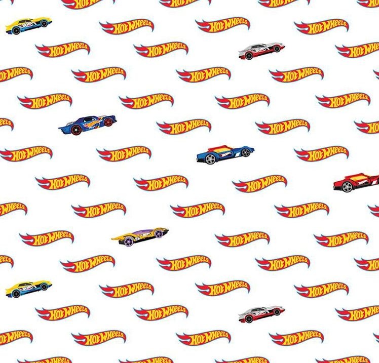 Hot Wheels C9752 White Fabric - 1/2 Meter - Cotton Fabric
