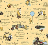 Winnie The Pooh Main C17000 - Yellow Fabric - 1/2 Meter - Cotton Fabric