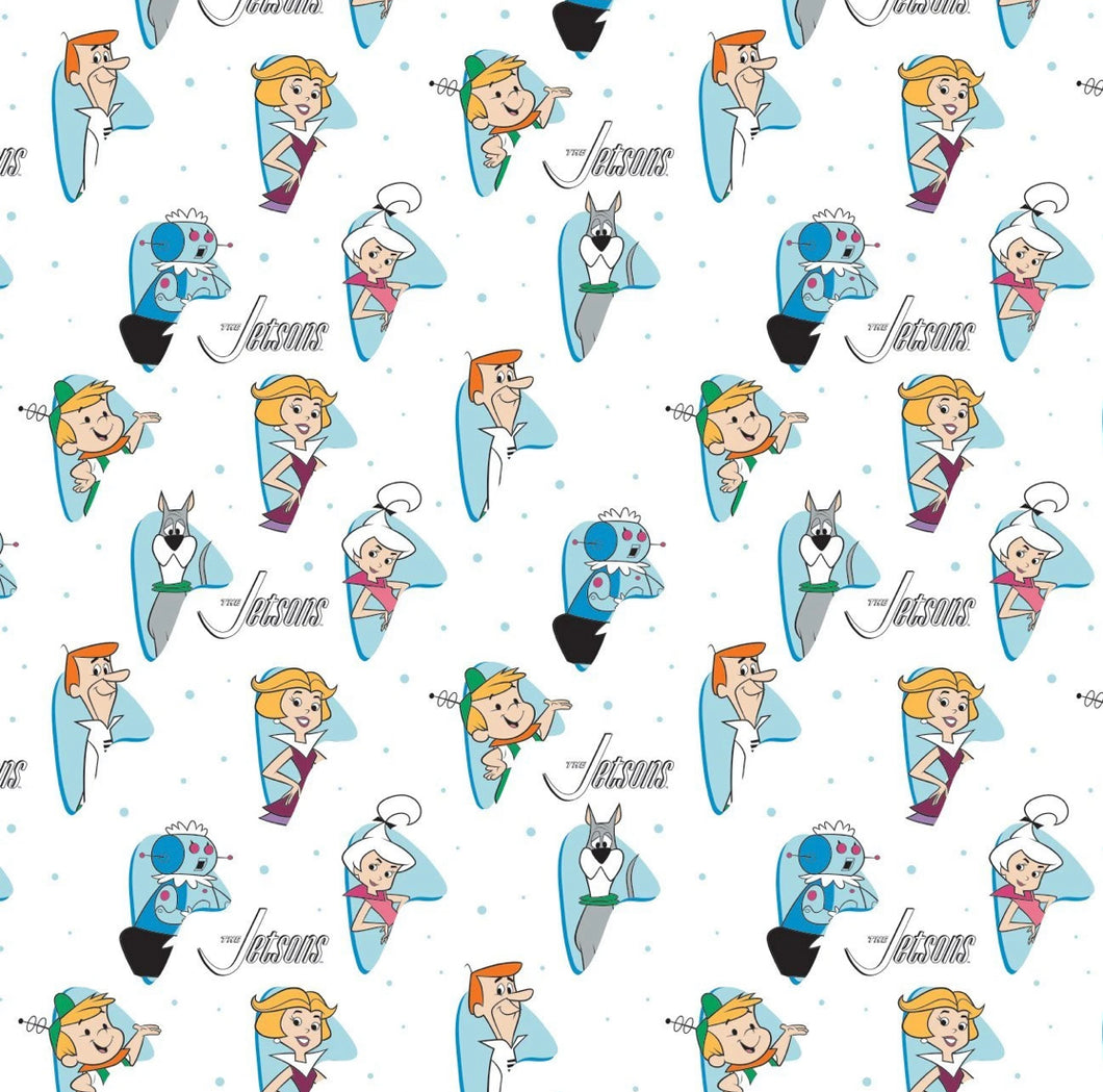 The Jetsons - Characters - White Fabric - 1/2 Meter - Cotton Fabric