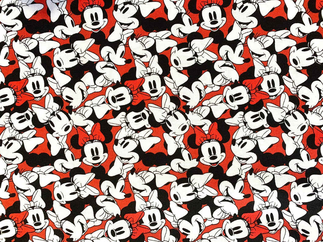 Minnie Tossed Face 85271010 02 Red Fabric - 1/2 Meter - Cotton Fabric