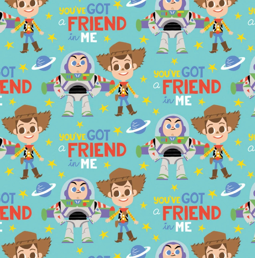 Toy Story Let's Play - A Friend In Me - Aqua Fabric - 1/2 Meter - Cotton Fabric