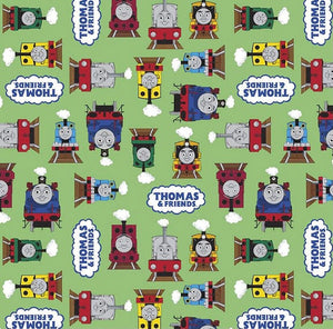 Thomas and Friends Green Fabric - 1/2 Meter - Cotton Fabric