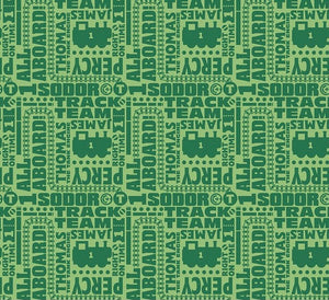 Thomas and Friends Text Green Fabric - 1/2 Meter - Cotton Fabric