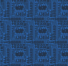 Load image into Gallery viewer, Thomas and Friends Text Navy Fabric - 1/2 Meter - Cotton Fabric
