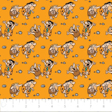 Charger l&#39;image dans la galerie, The Flintstones - Fred and Barney - Orange Fabric - 1/2 Meter - Cotton Fabric
