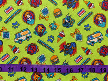 Load image into Gallery viewer, Scooby Doo logo - Green Fabric - 1/2 Meter - Cotton Fabric
