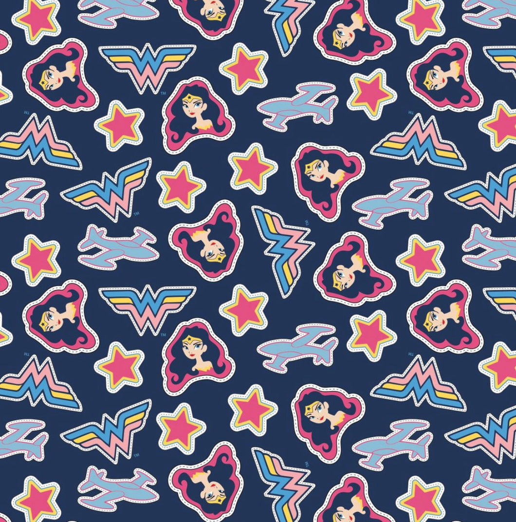 Young DC Wonder Woman Navy  23421457 02 Fabric - 1/2 Meter - Cotton Fabric