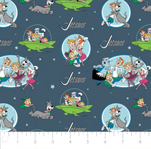 Charger l&#39;image dans la galerie, The Jetsons - Jetsons All Characters - Blue Fabric - 1/2 Meter - Cotton Fabric
