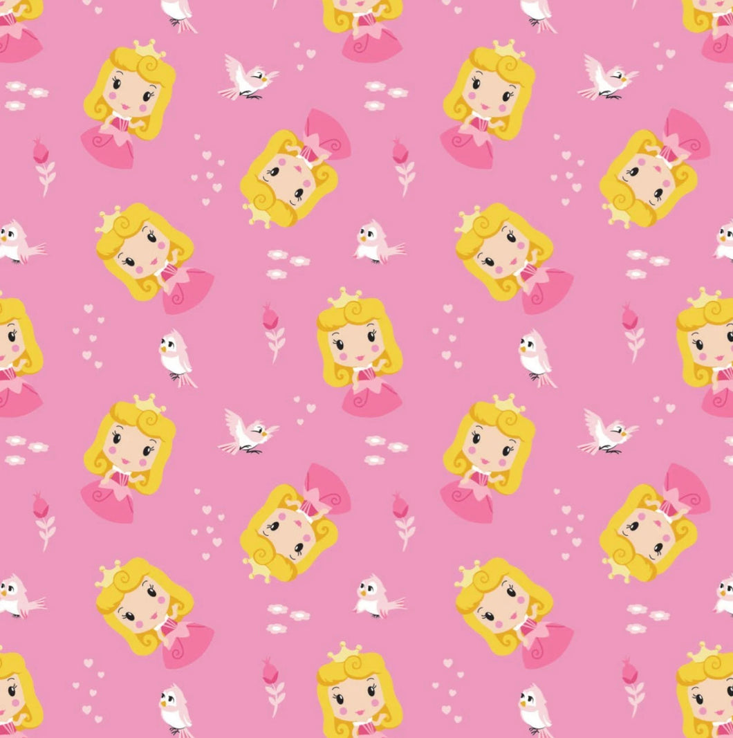 Disney Princess Kawaii - Cute Aurora Toss - Pink Fabric - 1/2 Meter - Cotton Fabric