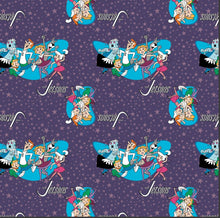 Charger l&#39;image dans la galerie, The Jetsons - Retro Shapes - Purple Fabric - 1/2 Meter - Cotton Fabric
