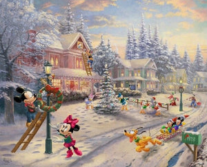 Mickey and Friends - Victorian Christmas Panel - Cotton Fabric