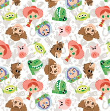 Charger l&#39;image dans la galerie, Toy Story Let&#39;s Play - Toys Face Toss - White Fabric - 1/2 Meter - Cotton Fabric
