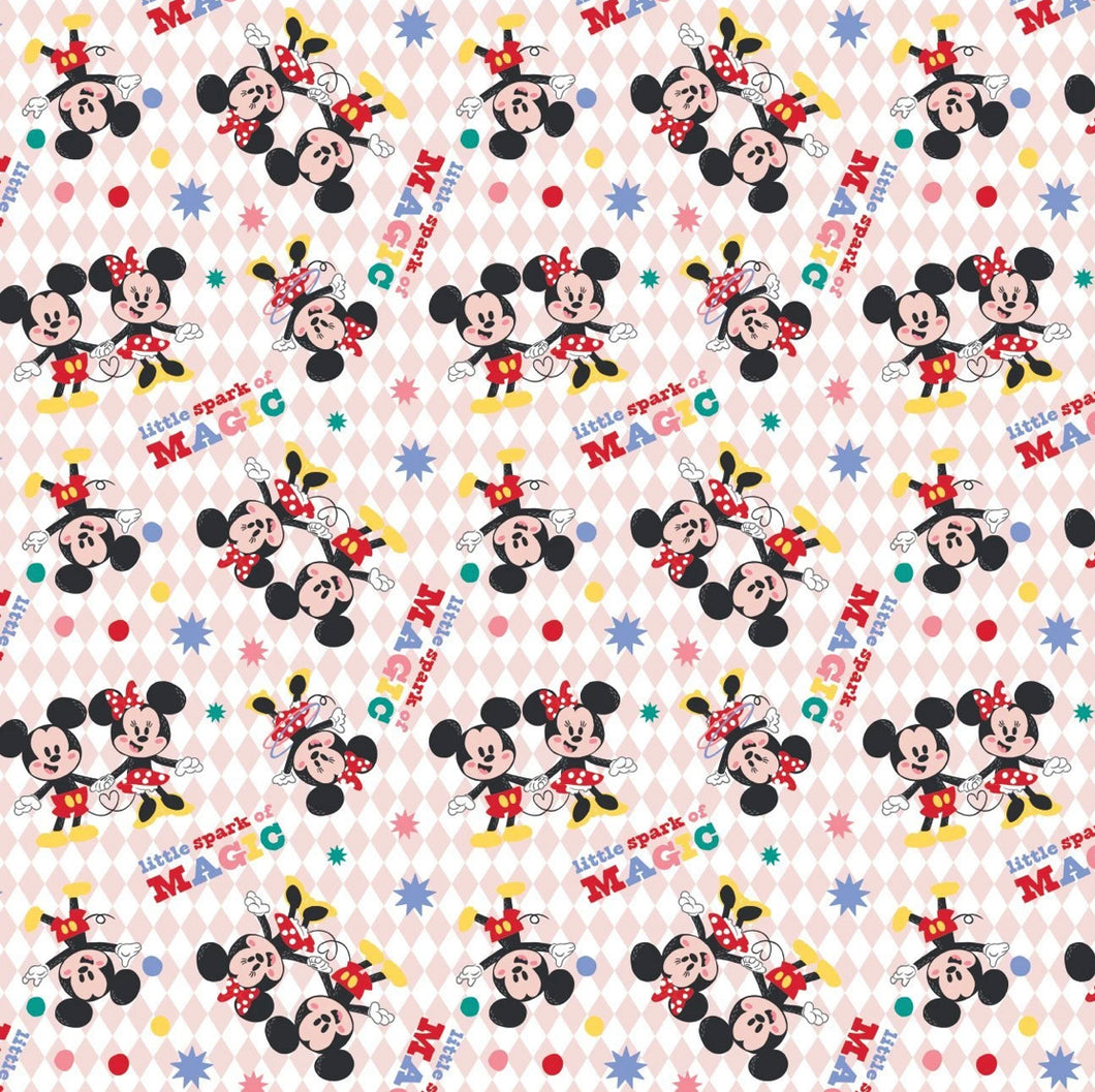 Character Nursery - Mickey Mouse Magic - Pink Fabric - 1/2 Meter - Cotton Fabric