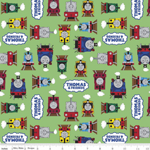 Load image into Gallery viewer, Thomas and Friends Green Fabric - 1/2 Meter - Cotton Fabric
